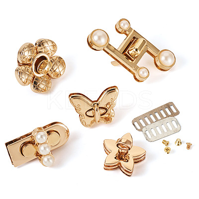 5Pcss 5 Styles Flower Alloy Purse Press Lock Sets FIND-TA0008-51-1