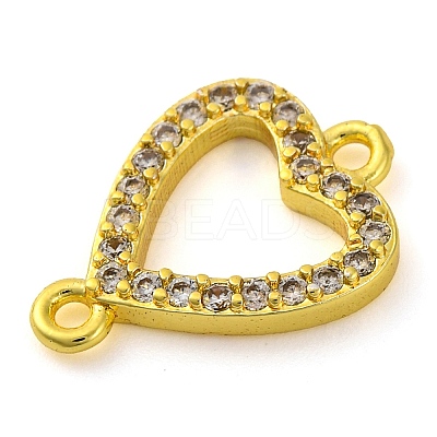 Brass Micro Pave Clear Cubic Zirconia Heart Links Connector Charms KK-A230-03A-G-1