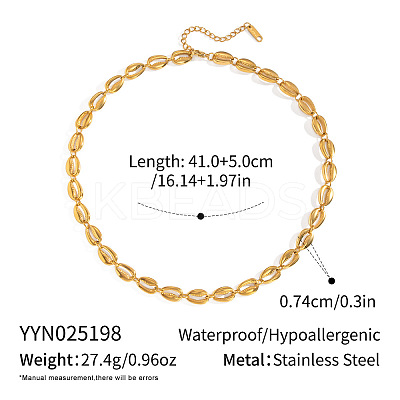304 Stainless Steel Cowrie Shell Shape Link Chain Bracelets for Women LL4906-2-1