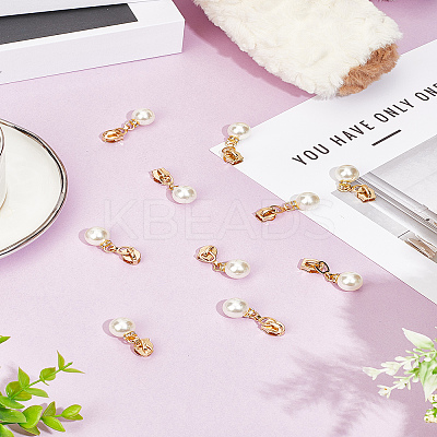 10Pcs Alloy & Round Resin Imitation Pearl Zipper Sliders AJEW-LP0006-95-1