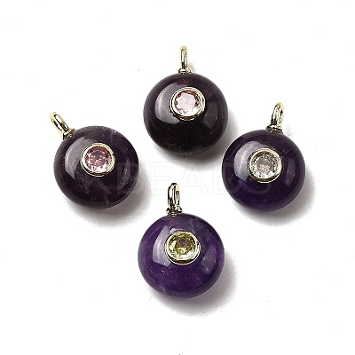 Natural Amethyst Flat Round Pendants G-H318-01G-A-05-1