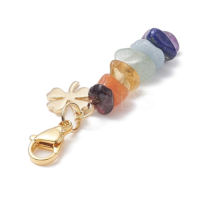 7 Chakra Natural Mixed Gemstone Chip Pendant Decorations HJEW-JM01023-1