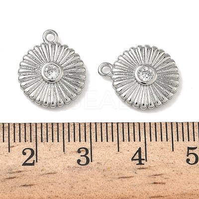 Brass Micro Pave Cubic Zirconia Grooved Pendants KK-A280-04A-P-1