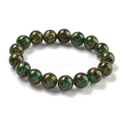 Round Synthetic Gold Clinquant Stone Stretch Bracekets G-P549-02B-01-1