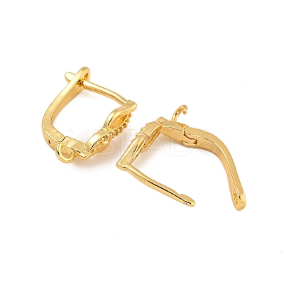 Rack Plating Brass Micro Pave Clear Cubic Zirconia Hoop Earrings Findings KK-F876-21G-1