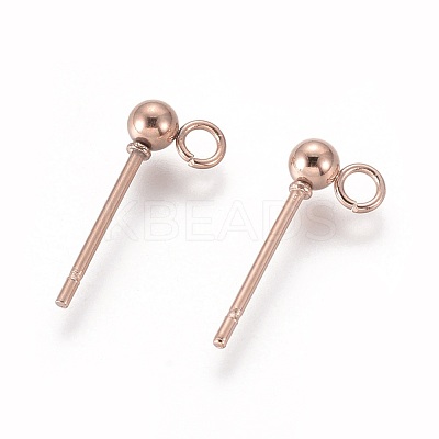 304 Stainless Steel Stud Earring Findings X-STAS-H410-10RG-1