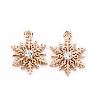 Rack Plating Brass Micro Pave Clear Cubic Zirconia Pendants KK-T060-46-RS-1