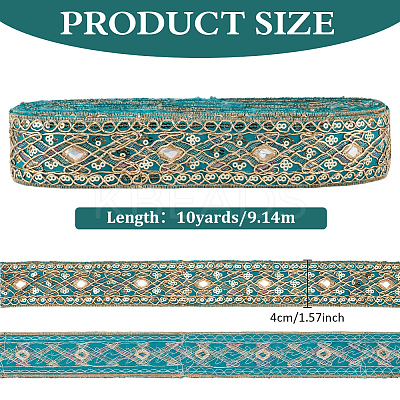 Rhombus Pattern Polyester Sequin Lace Ribbon OCOR-WH0078-391B-1