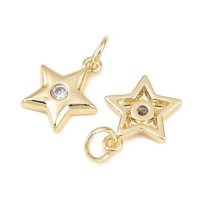 Brass Micro Pave Cubic Zirconia Charms KK-Z146-24G-1