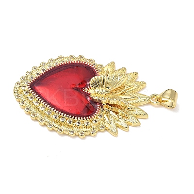 Brass Cubic Zirconia & Enamel Pendants KK-L253-24G-03-1