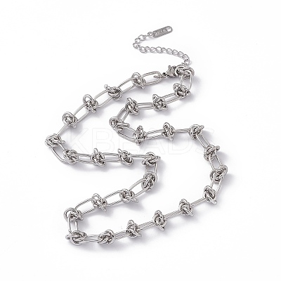 Non-Tarnish 304 Stainless Steel Kont Link Chain Necklace for Men Women NJEW-P269-02P-1