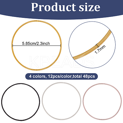 48Pcs 4 Colors Steel Wire Round Snake Chain Bracelets Set BJEW-BC0001-05-1