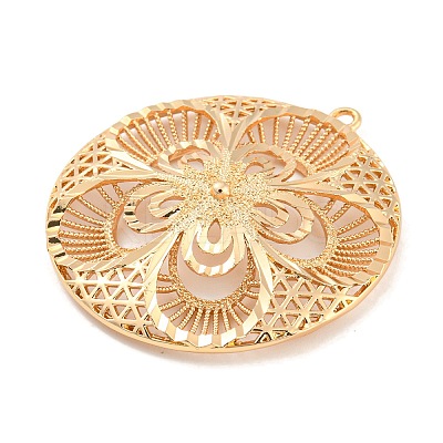 Rack Plating Brass Hollow Pendants KK-P244-08KCG-1