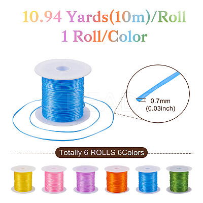 6 Rolls 6 Colors 10M Flat Elastic Crystal String EW-TA0001-04A-1