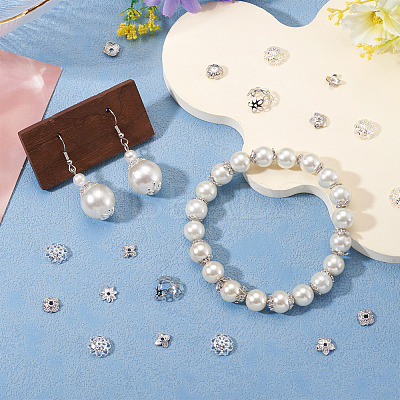 54Pcs 9 Style Brass Bead Caps KK-TA0003-41-1