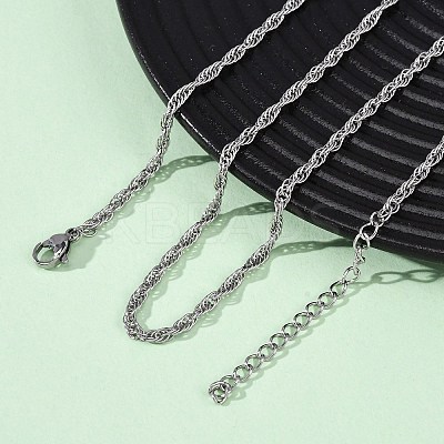 2.5MM 304 Stainless Steel Rope Chain Necklaces NJEW-T016-26P-1
