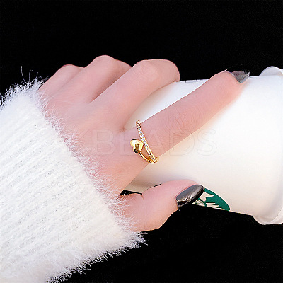 Simple Style Brass Micro Pave Clear Cubic Zirconia Cuff Rings for Women FS-WGDCF78-01-1