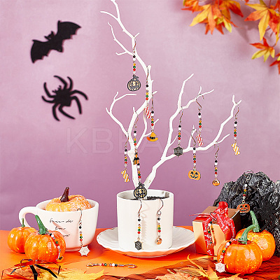 Halloween Theme Alloy Enamel Pendant Decorations HJEW-AB00251-1