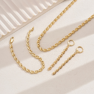 Brass Chain Bracelets & Earrings & Necklaces Sets for Everyday Women's Fashion Accessories FY4215-1