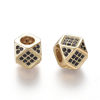 Brass Micro Pave Cubic Zirconia Beads ZIRC-L088-01A-G-1