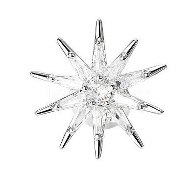 Brass Clear Cubic Zirconia Star Brooch PW-WGA8B06-01-1