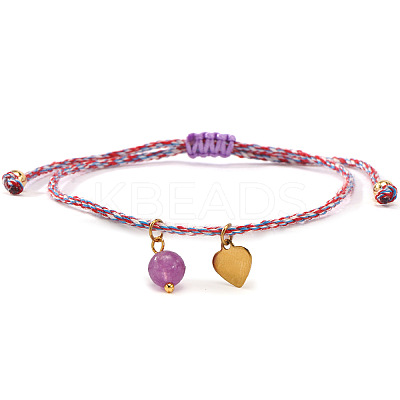 Bohemian 304 Stainless Steel Heart Charm Bracelets GE8132-3-1