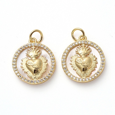 Golden Tone Brass Micro Pave Cubic Zirconia Pendants KK-I658-37A-1