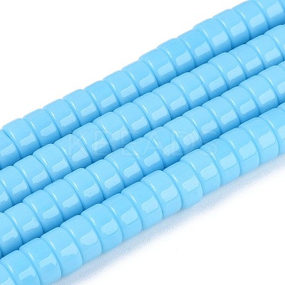 Opaque Solid Color Glass Beads Strands GLAA-N026-3x6mm-15-1