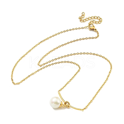 Plastic Imitation Pearl Round Pendant Necklaces NJEW-Z041-05G-1