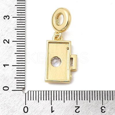 Brass Pave Clear Cubic Zirconia European Dangle Charms KK-C137-15G-1