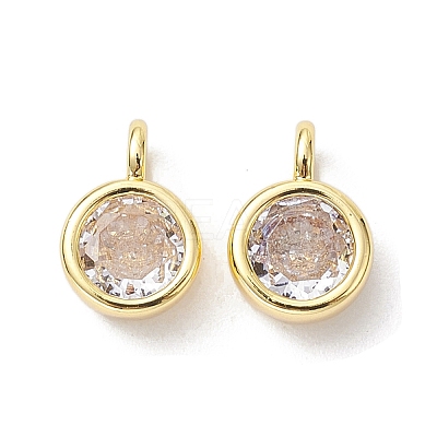 Brass Micro Pave Clear Cubic Zirconia Pendants X-KK-K360-13G-1