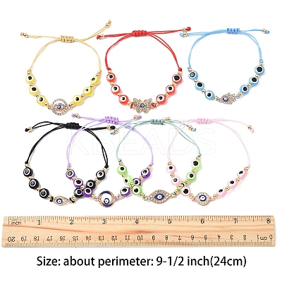 Resin Evil Eye Braided Bead Bracelets for Women BJEW-FS00018-05-1