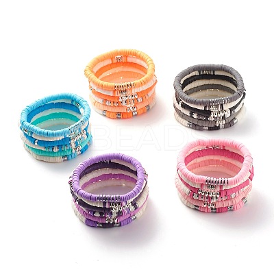 Synthetic Hematite & Polymer Clay Hieishi Stretch Bracelets Set for Women BJEW-JB07430-1