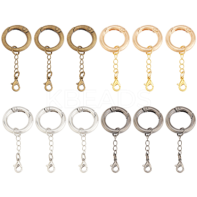 16Pcs 4 Colors Alloy Spring Gate Rings HJEW-AB00522-1
