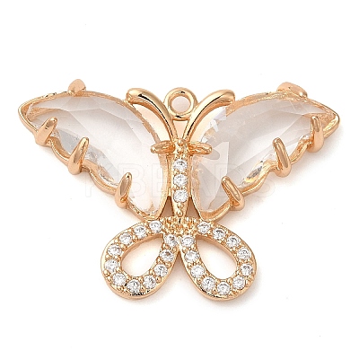 Rack Plating Brass Clear Cubic Zirconia Pendants KK-N255-10G-04-RS-1