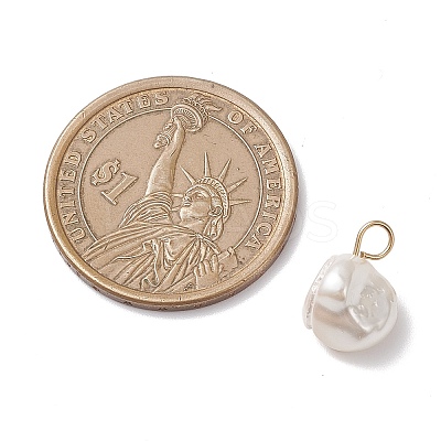 Electroplated Shell Pearl Nuggets Charms PALLOY-JF04641-01-1