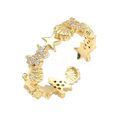 304 Stainless Steel Cubic Zirconia Cuff Open Rings for Women LS-RJEW-Z122-02G-03-1