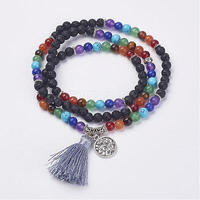 Natural Gemstone Beads Necklaces NJEW-F147-A01-1