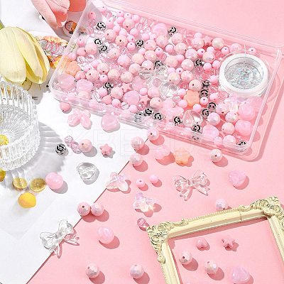 210Pcs 13 Styles Acrylic Beads with 1 Roll Strong Stretchy Beading Elastic Thread OACR-FS0001-57-1