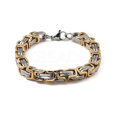 304 Stainless Steel Byzantine Chain Bracelets BJEW-D026-01GP-1