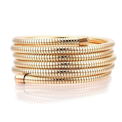Iron Round Snake Chains Wrap Cuff Bangles BJEW-T022-02G-1