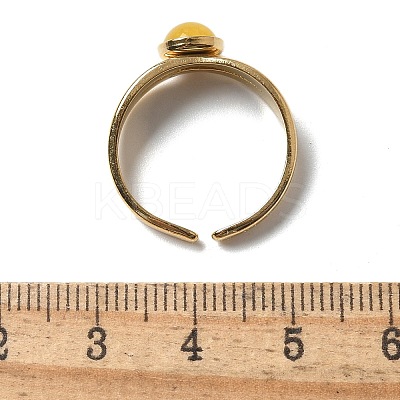 Round Natural Mixed Stone Finger Rings RJEW-C119-01G-1