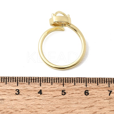 Brass Micro Pave Cubic Zirconia Cuff Open Rings for Women RJEW-L343-01G-02-1