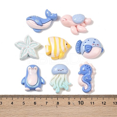 Ocean Theme Opaque Resin Cabochons RESI-K030-05-1
