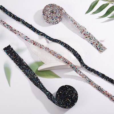 4 Yards 4 Styles Glitter Resin Hotfix Rhinestone(Hot Melt Adhesive On The Back) DIY-SZ0002-30-1