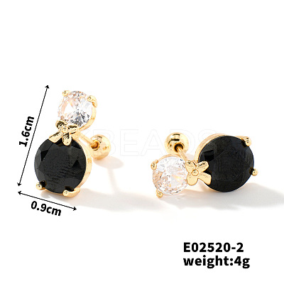 Summer Countryside Style Copper Zirconia Stud Earrings for Women QN0199-2-1