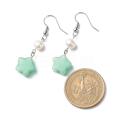 Natural & Synthetic Gemstone Star Dangle Earring for Women EJEW-JE05063-1
