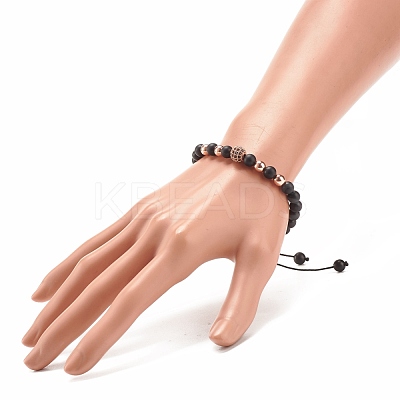 4Pcs 4 Color Natural Obsidian & Synthetic Hematite Braided Bead Bracelet with Cubic Zirconia BJEW-JB08117-1