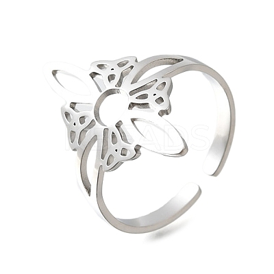 304 Stainless Steel Adjustable Cuff Rings RJEW-S628-03P-1