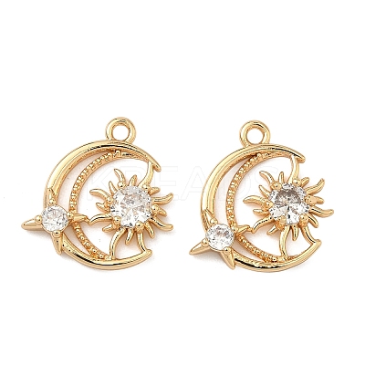 Brass Pave Cubic Zirconia Moon with Sun Charms KK-A286-03G-1